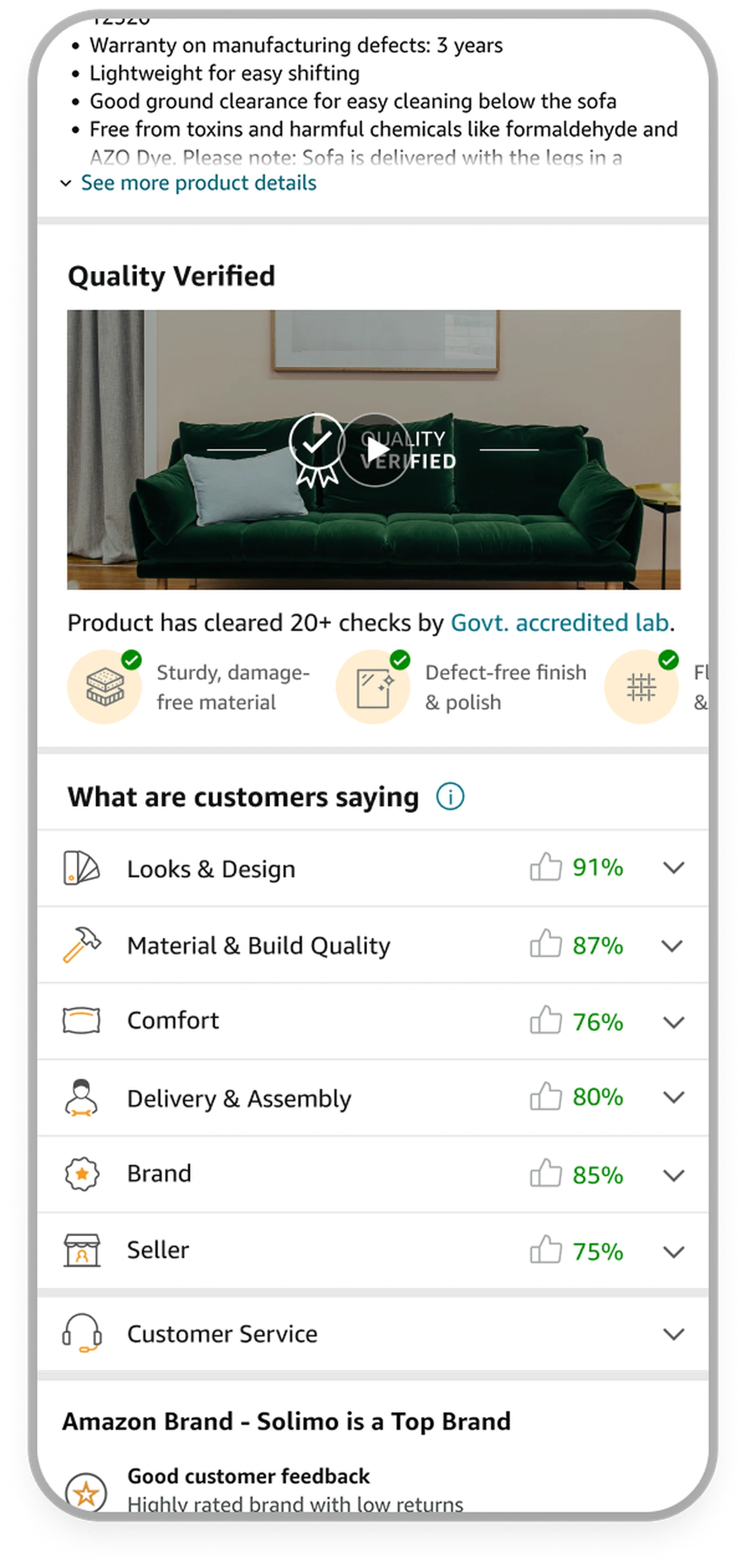 The Know Your Purchase module in its full PDP context, sitting inside the product page below the buy box and product details.
