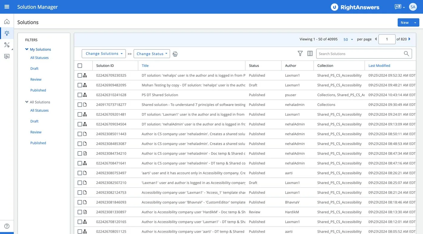 Solution Manager before the redesign