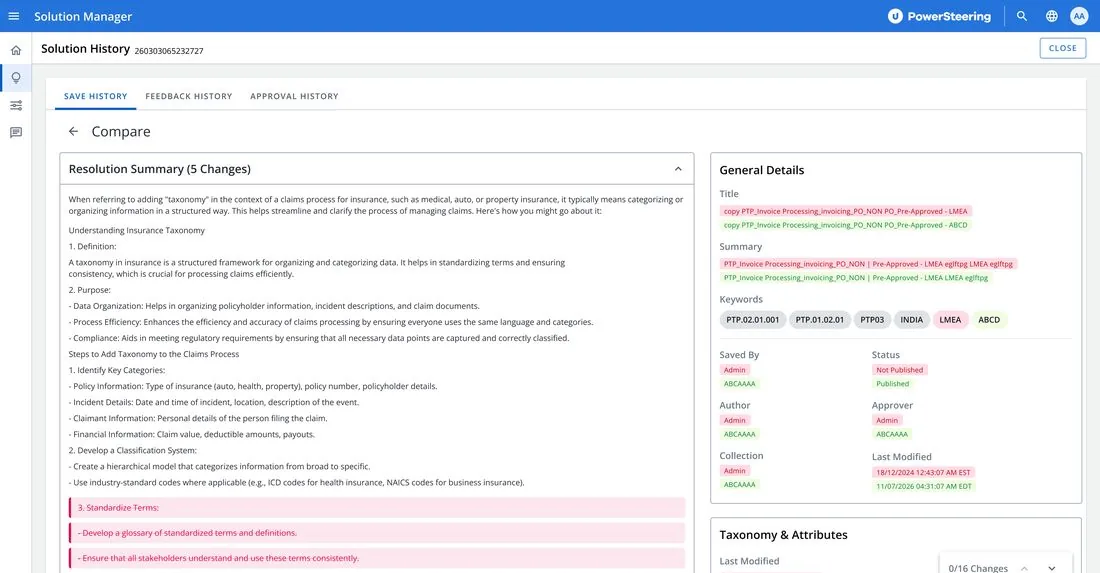 Redesigned compare view